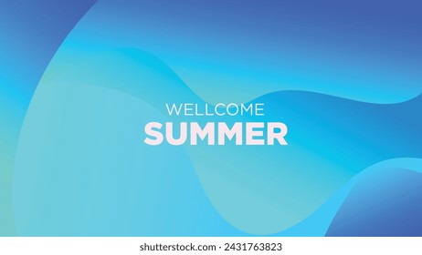 wellcome summer in abstract cold blue background
