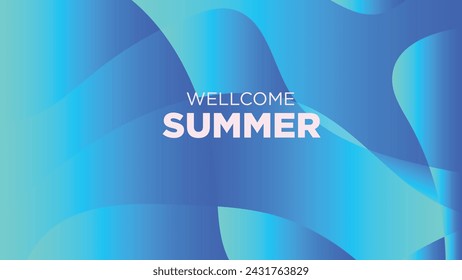 bienvenido verano en el fondo azul frío abstracto