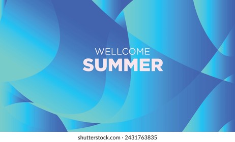wellcome summer in abstract cold blue background