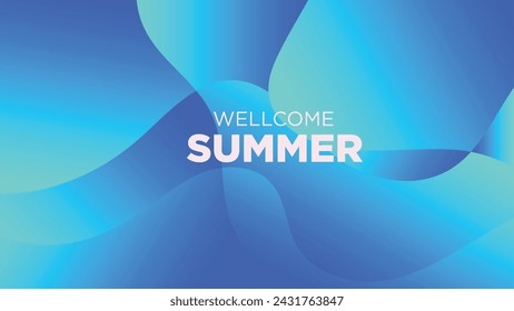 wellcome summer in abstract cold blue background
