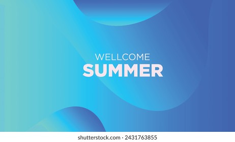 wellcome summer in abstract cold blue background