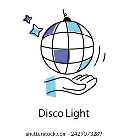 Well-crafted doodle icon of disco light
