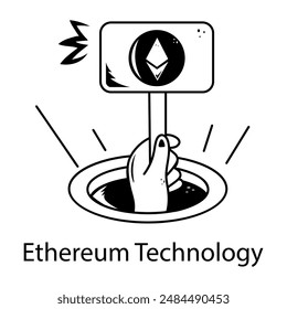Well-crafted doodle icon of ethereum technology 