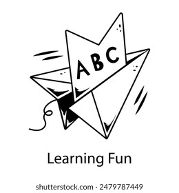 Well-crafted doodle icon of learning fun 