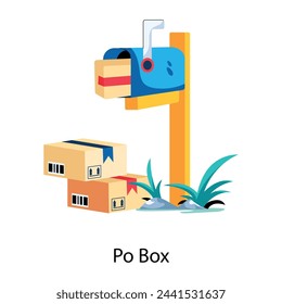 Gut gemachte flache Ikone der PO-Box 