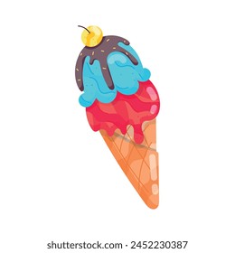 Well-crafted flat sticker of cream cone