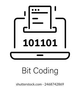 Icono de línea bien diseñado de codificación de bits 