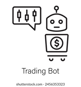 Well-crafted line icon of trading bot 