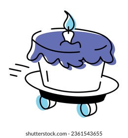 Gut gestaltetes Geburtstagskuchen-Doodle-Symbol 