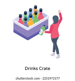 A well-designed conceptual icon of drinks crate 