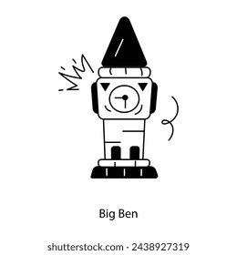 A well-designed doodle icon of big ben 