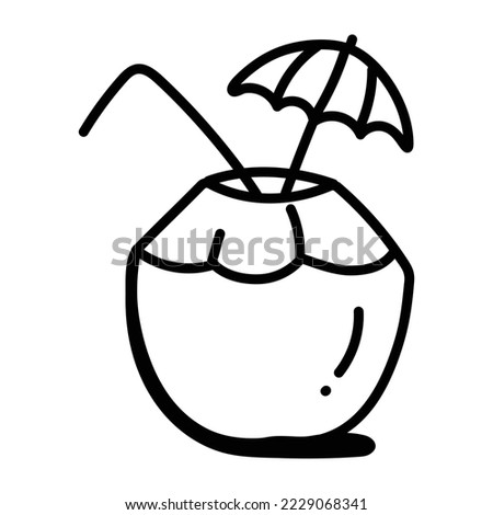 A well-designed doodle icon of coconut water 