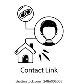 A well-designed doodle icon of contact link 