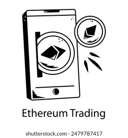 A well-designed doodle icon of ethereum trading 