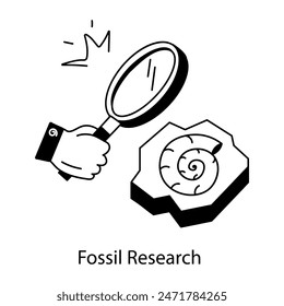 A well-designed doodle icon of fossil search 