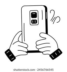 Un doodle bien diseñado icono de gadget de mano 