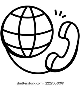 A well-designed doodle icon of international call 