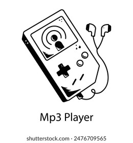 A well-designed doodle icon of mp3 player 