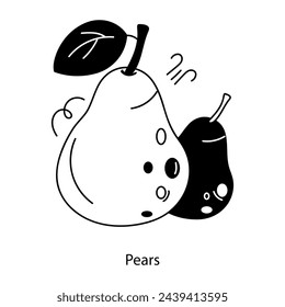 Well-designed doodle icon of pears 