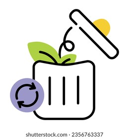 Well-designed doodle icon of recycle bin 