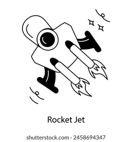 A well-designed doodle icon of a rocket jet 