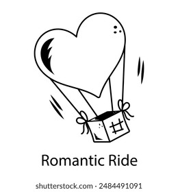 Well-designed doodle icon of romantic ride 