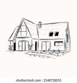 A well-designed doodle illustration of shack 

