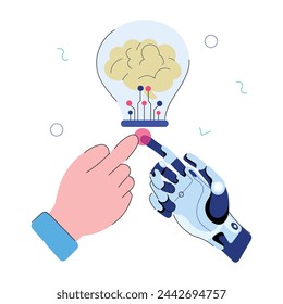 A well-designed doodle mini illustration of ai collaboration 