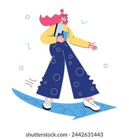 A well-designed doodle mini illustration of career success 