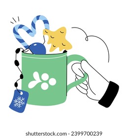 A well-designed doodle mini illustration of christmas coffee 