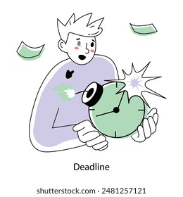 A well-designed doodle mini illustration of deadline 