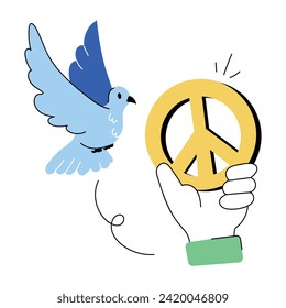 A well-designed doodle mini illustration of peace symbol 