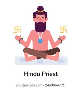 Well-designed flat character icon of hindu priest 