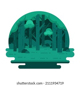A well-designed flat design of forest landscape 

