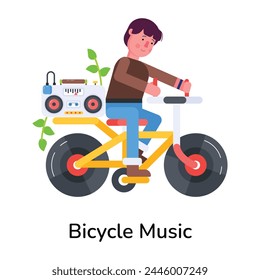 A well-designed flat icon of bicycle music 