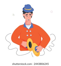 A well-designed flat icon of a cymbalist