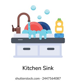 A well-designed flat icon of kitchen sink 