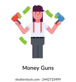 Un icono plano bien diseñado de armas de dinero 