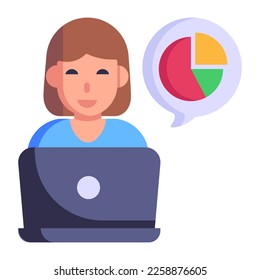 Icono plano bien diseñado de un consultor en línea