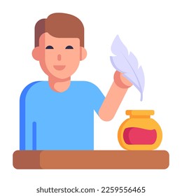 Un icono plano bien diseñado de una pluma de fresa 