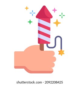 A well-designed flat icon of rocket firecracker, festive celebration 