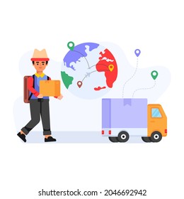 A well-designed flat  illustration of global delivery 