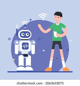 Una ilustración plana bien diseñada de un robot inalámbrico 