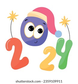 Well-designed flat sticker of 2024 christmas 