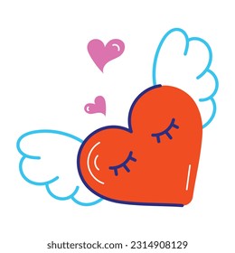 Pegatina plana bien diseñada del corazón del ángel 