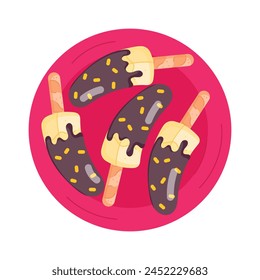 Well-designed flat sticker of banana pops
