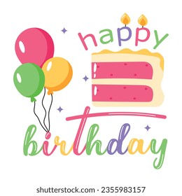 Pegatina plana bien diseñada de diversión de cumpleaños 