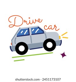 A well-designed flat sticker of car drive 