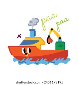 A well-designed flat sticker of cargo ship 