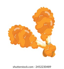 Well-designed flat sticker of crispy drumsticks